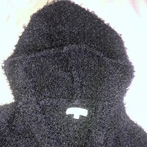 fuzzy black hooded cardigan